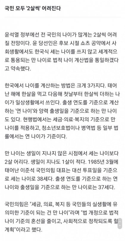 국민 모두 ‘2살씩’ 어려진다