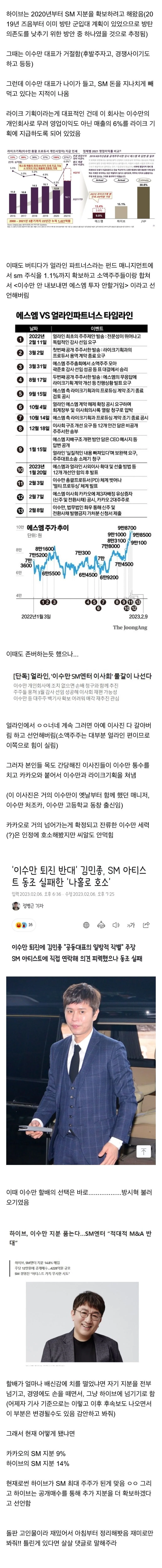 엔터주 관심없는 사람을 위한 최근 SM-하이브 행보요약