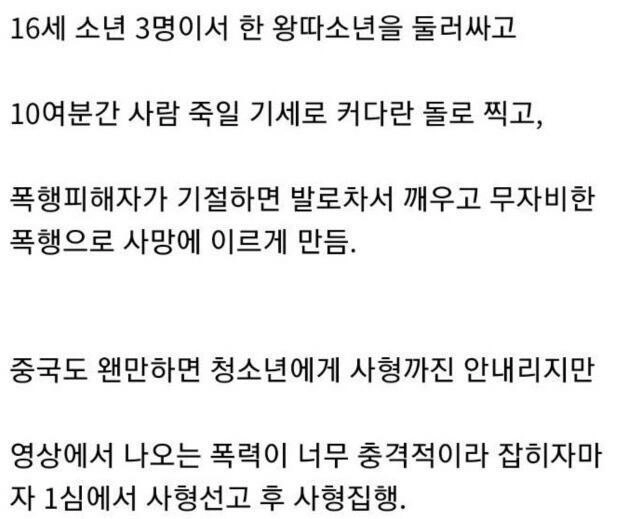 중국에서 16세 청소년 사형시킨 사건