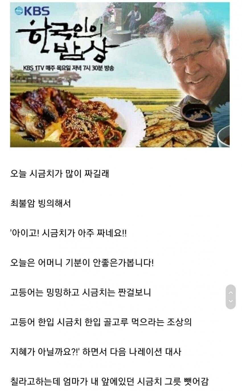 한국인의 밥상 따라한 디시인의 최후