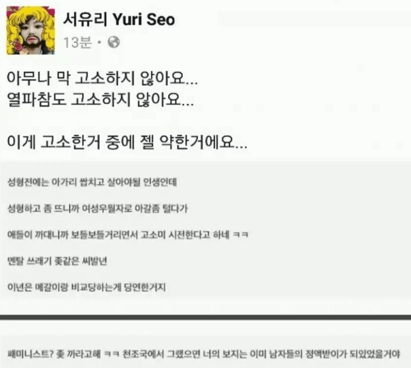 서유리가 고소한 악플 중 가장 약한 수위