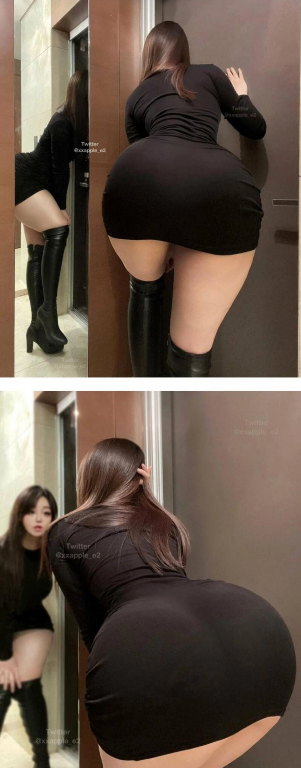 외출 전 거울보는 애프리