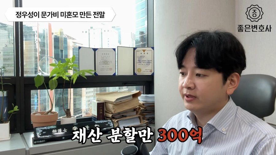 정우성이 만약 결혼 후 이혼 했을시 재산 분할 가정