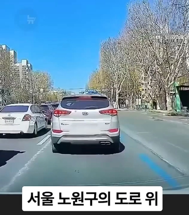 신호기다리던 블박차가 갑자기 차선을 이탈한 이유