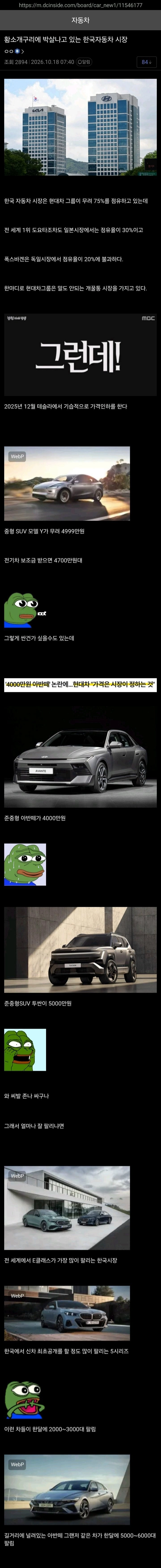 황소개구리에 박살나고 있는 한국 자동차시장